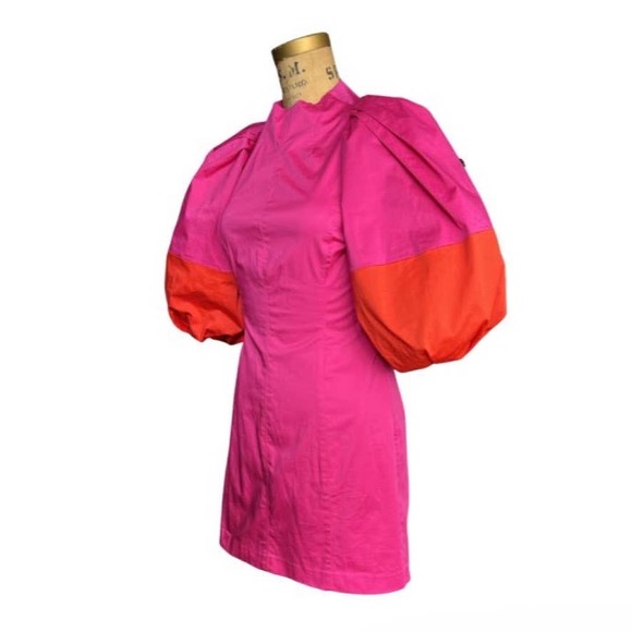 Banana Republic Mini Dress in Pink and Puffed Sleeves - Picture 4 of 8